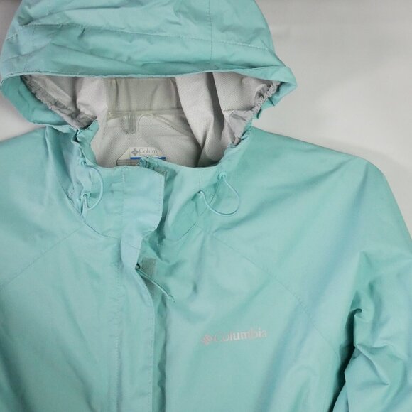 Columbia Jacket Women Size M Teal Hooded Omni Shield Full Zip Weather Proof READ - Picture 2 of 15